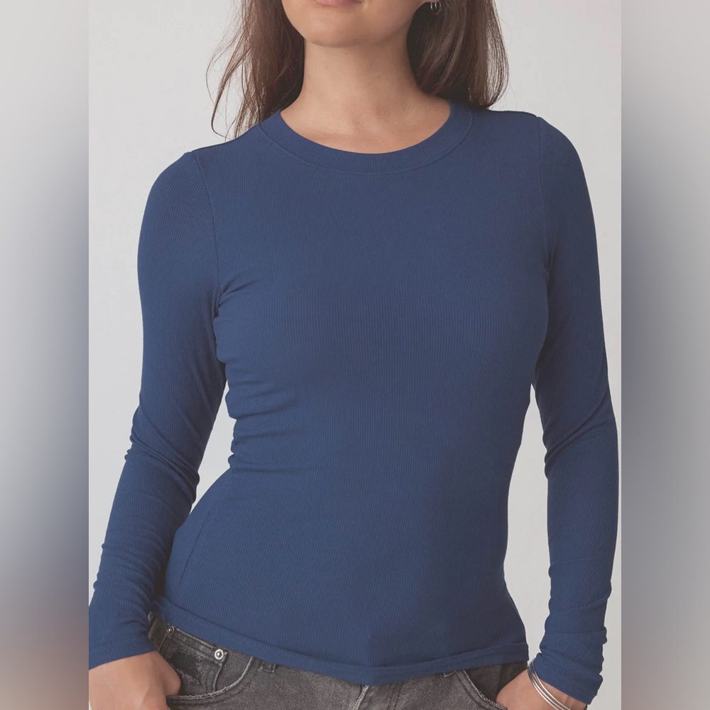 Klassy Network Navy Blue Long Ribbed Top